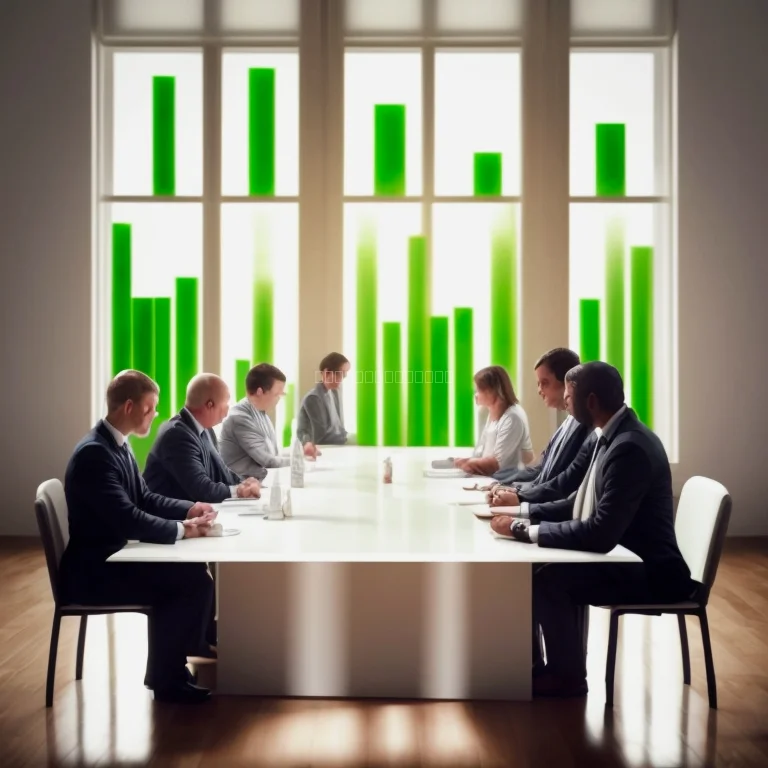 Executive meditating in conference room